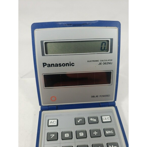 VTG Panasonic Solar Calculator JE-362NU Silver Folding Works Well Made in Japan - Picture 2 of 16